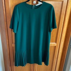 Zara size large green shirt dress pleat details